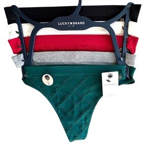 Lucky Brand 5 Pc Thongs Panties Set Christmas Gift Red Green  NEW WITH TAGS
